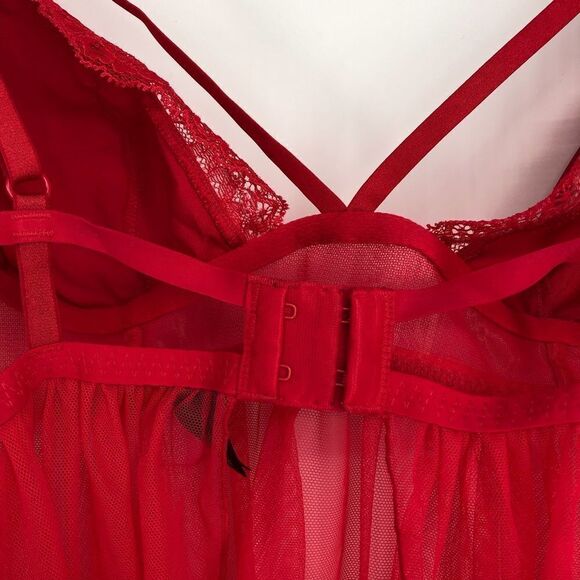 VICTORIA’S SECRET Red Open Back Babydoll Sheer Mesh - Picture 6 of 8